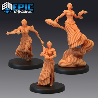 madame rever set female human soldier steampunk tech character epic-miniatures fantasy medieval monster rpg warhammer sla enemy tabletop dungeon dnd pathfinder npc pre-supported supported pre 3d print model - Mito3D