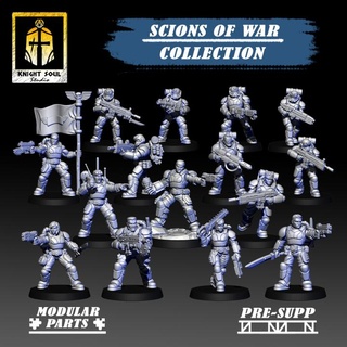scions war collection knight soul studio Tabletop Characters & Creatures Sci-Fi Universe 40k gears guard warhammer commander imperial omega delta prime squad command marcus astra alpha militarum catachan cadia tempestus kasrkin stormtroops 3d print model - Mito3D