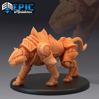 construct tiger war animal steampunk tech battle robot epic-miniatures Tabletop Characters & Creatures Sci-Fi Universe fantasy medieval monster rpg warhammer sla enemy tabletop dungeon dnd pathfinder npc pre-supported supported pre 3d print model - Mito3D