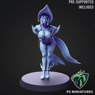 arcane witch pose 3 - 6 variants pinup paul scott  Tabletop NSFW Tabletop Tabletop Characters & Creatures Fantasy Universe Tabletop Tabletop Characters & Creatures cute fantasy female hero human magician character wizard magic mage caster heroic spell curvy pinup mystic sorceress witchcraft witchery skintight  3d print model - Mito3D