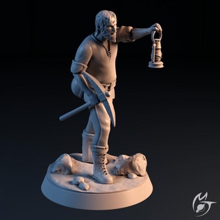 miner - human npc making tlon Tabletop Characters & Creatures Fantasy Universe lamp monster miniature dungeon farmer worker 32mm pickaxe commoner enounter 3d print model - Mito3D