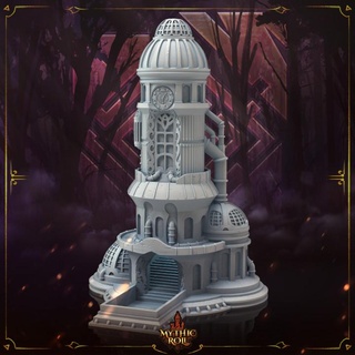 dice tower - steam mythic roll unchained games Tabletop accessories 3D Printable Terrain Fantasy steampunk supportfree dicetower mythicroll unchainedgames 3d print model - Mito3D
