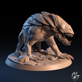 ironicamente rugindo tlon tampo mesa personagens criaturas fantasia universo armaduras fera monstro Tubarão dentes terra encontro Bulette monstruosidade toca sentido tremor 3d print model - Mito3D