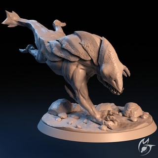 ironjaw jumping making tlon Tabletop Characters & Creatures Fantasy Universe armor beast monster shark teeth earth rust pose extreme jump encounter bulette monstrosity 3d print model - Mito3D