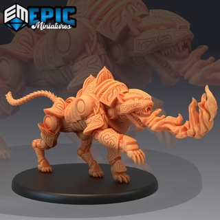 construct tiger fire breath war animal steampunk tech battle robot epic-miniatures fantasy medieval monster rpg warhammer sla enemy tabletop dungeon dnd pathfinder npc pre-supported supported pre constructanimal 3d print model - Mito3D