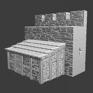 medieval wall simple house - modular castle system northern crusades miniatures Tabletop Characters & Creatures Historical Universe 3D Printable Terrain model old terrain wargaming miniature tabletop 28mm scenery fortress thatched 3d print model - Mito3D