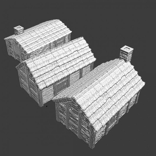 3 pequeno medieval casas palha telhados norte cruzadas miniaturas tampo mesa personagens criaturas histórico universo 3D imprimível terreno 3d casa modelo jogos guerra europeu miniatura cabana Vila Oriental 28mm cenário assentamento Terri 3d print model - Mito3D