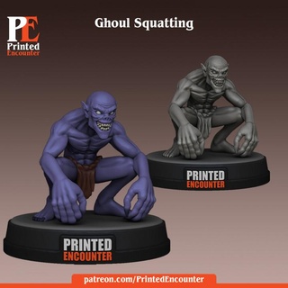 ghoul squatting pre-supported printed encounter Tabletop Characters & Creatures Fantasy Universe mini rpg undead miniature tabletop fiend dnd ttrpg minon 3d print model - Mito3D