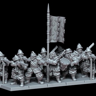 reggimento archibugieri impero miniature tavolo personaggi creature fantasia universo giochi guerra warhammer miniaturas coperto 3d print model - Mito3D