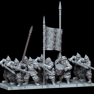 regimiento piqueros imperio miniaturas mesa caracteres criaturas fantasía universo juegos guerra martillo cubierto 3d print model - Mito3D