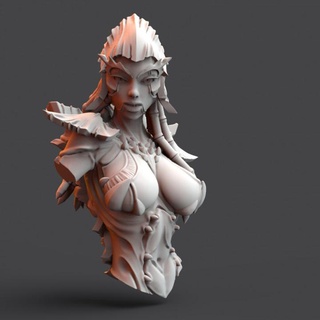 hive queen - demure bust space bug pinup presupport option 3d printing samurai Tabletop Characters & Creatures Sci-Fi Universe Fan Art Busts 40k girl warhammer tabletop nsfw tyranids killteam tyranid spacebug 3d print model - Mito3D