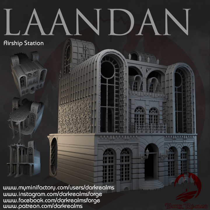 dark realms - laandan steamtown airship station forge Tabletop 3D Printable Terrain Fantasy terrain victorian steampunk 3D print model - Mito3D