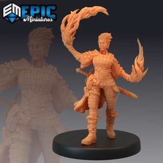 guild mage fire magic elemental warrior mystical female human flame handler epic-miniatures fantasy female human medieval monster rpg warhammer warrior fire magic sla mage enemy tabletop elemental flame dungeon dnd mystical handler pathfinder npc guild pre-supported supported pre  3d print model - Mito3D
