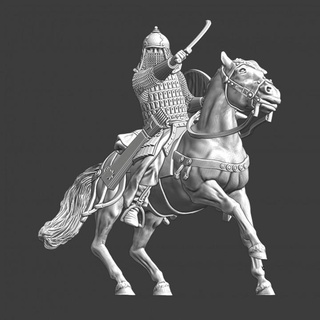 Ortaçağa ait Moğol savaşçı monte kılıç kuzey Haçlı seferleri minyatürler masaüstü karakterler yaratıklar tarihi Evren 3d yazdırılabilir heykelcik oyun model savaş oyunları düşman sipariş altın kalabalık doğu 28mm Kağan teutonic 3d print model - Mito3D
