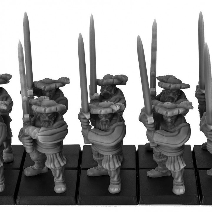 zweihander Império miniaturas tampo mesa personagens criaturas fantasia universo jogos guerra martelo tabuleiro abordado 3D print model - Mito3D