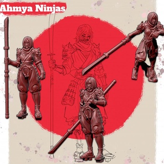 ahmya ninja x3 saga miniature tavolo personaggi creature fantasia universo anime manga demone esercito femmina stile guerriero minis oni kunoichi 3d print model - Mito3D