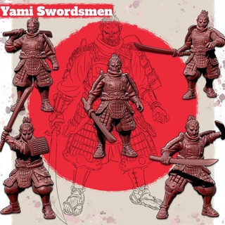yami swordsman x5 saga miniatures Tabletop Characters & Creatures Fantasy Universe demon armor army undead warrior katana minis samurai oni ronin 3d print model - Mito3D