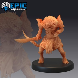 sewer rat tribe sword ratfolk soldier rodent bandit warrior epic-miniatures fantasy medieval monster rpg warhammer sla enemy tabletop dungeon dnd pathfinder npc pre-supported supported pre 3d print model - Mito3D