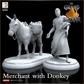 greek merchant donkey 2 figure pack -the grand bazaar gadgetworks Tabletop Characters & Creatures Historical Universe animal miniatures plato philosopher athens socrates 32mm ass 3d print model - Mito3D
