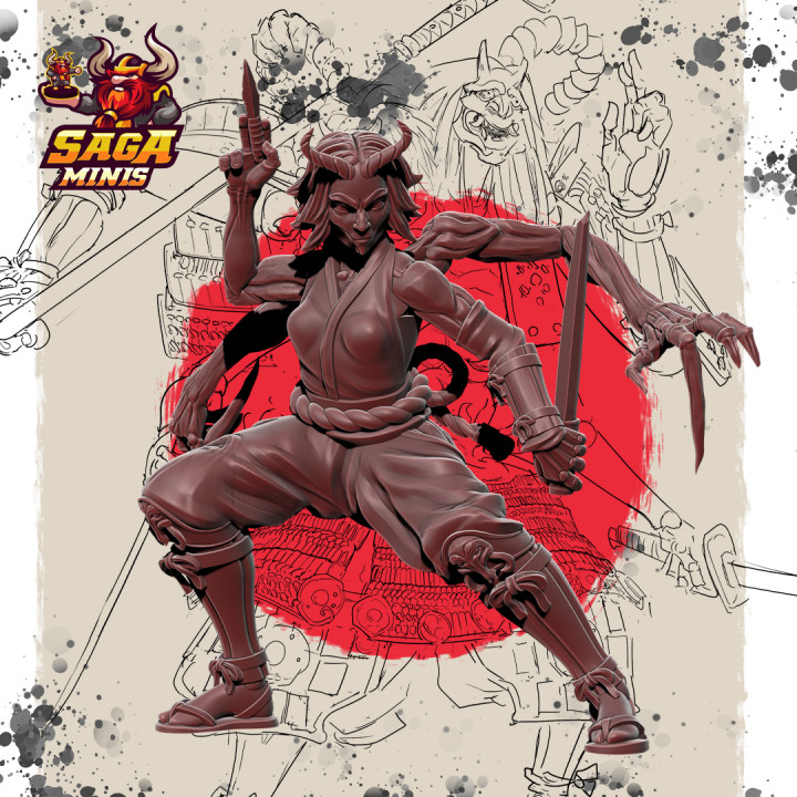 kamakiri onna ninja saga miniaturas mesa caracteres criaturas fantasía universo criatura hembra insecto japonés minis kunoichi 3D print model - Mito3D