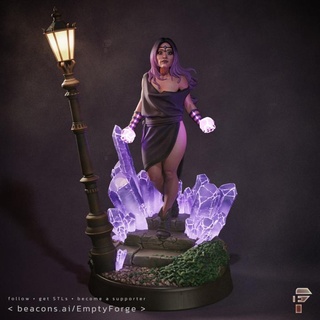 selene - patreon release june 2022 emptyforge Fan Art Action Figures Tabletop Characters & Creatures Fantasy Universe dress fantasy female figure figurine girl goddess lamp woman magic mage pinup steps ivy crystals 1 10 pin-up lamppost full-body 3d print model - Mito3D