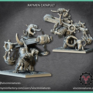 ogre rat catapulte miniatures table personnages créatures fantaisie univers Véhicules Machines jeux guerre multipart jouer rôle dnd peste skaven rats sombre présupporté hommes 3d print model - Mito3D