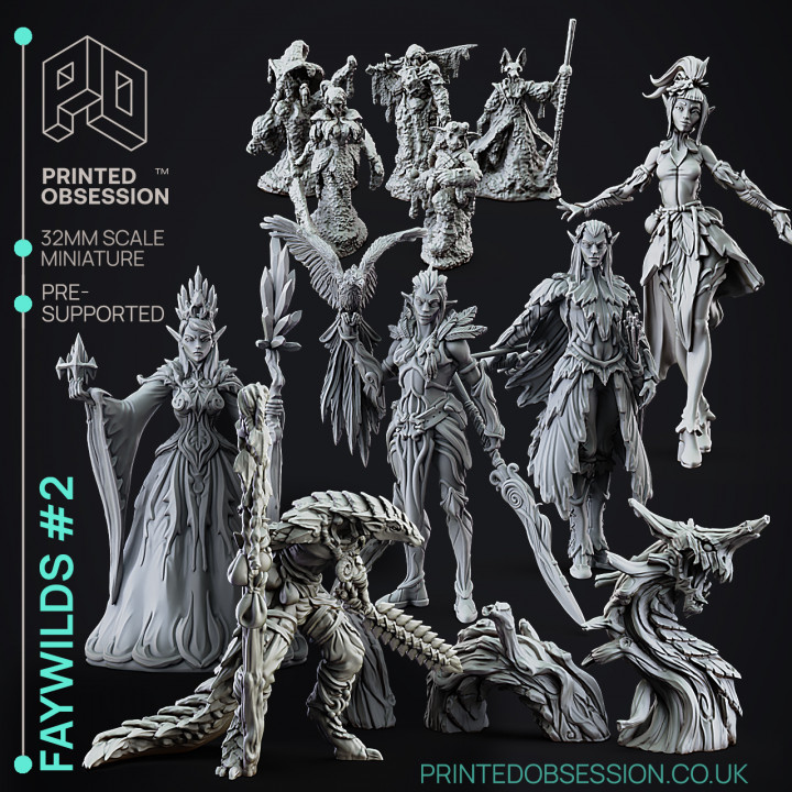 Faywild Shadowfell 2 10 modelo conjunto pré suportado 32mm escala impresso obsessão 3d criatura Dragão dragões masmorras fantasia jogos inferno kickstarter mini monstro impressão rpg miniatura Marte pc tampo mesa fúria cyberpunk apoia patreon Saturno edição d dnd pangolim 5th regras descobridor mono cr10 wyrm fada fóton céu npc ultra Elegoo cr20 ttrpg 5e pre supported fay Estatísticas Eladrin feywilds ilustrado 3D print model - Mito3D