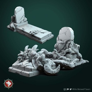 mimic grave pre-supported white werewolf tavern Tabletop 3D Printable Terrain Fantasy creature monster dnd mimics 3d print model - Mito3D
