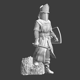 medieval bishop walking northern crusades miniatures Tabletop Characters & Creatures Historical Universe 3d figurine model wargaming commander miniature warfare tabletop captain toysoldier helm 28mm middle ages crested 3d print model - Mito3D