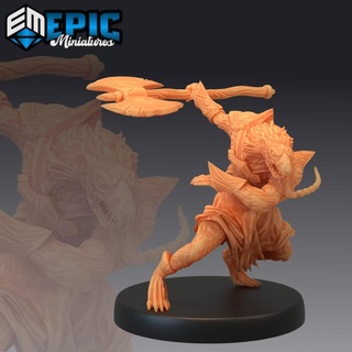 sewer rat tribe axe ratfolk soldier rodent bandit warrior epic-miniatures fantasy medieval monster rpg warhammer sla enemy tabletop dungeon dnd pathfinder npc pre-supported supported pre 3d print model - Mito3D