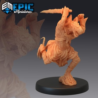 sewer rat tribe attacking ratfolk soldier rodent bandit warrior epic-miniatures fantasy medieval monster rpg warhammer sla enemy tabletop dungeon dnd pathfinder npc pre-supported supported pre 3d print model - Mito3D