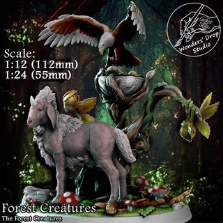 forest creatures 1 12 & 24 scales - wonders' drop studio miniatures Tabletop Characters Creatures Fantasy Universe eagle fantasy beauty 75mm 150mm wondersdropstudio capricon 3d print model - Mito3D