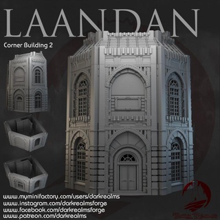 dark realms - laandan steamtown corner building 2 forge Tabletop 3D Printable Terrain Fantasy terrain victorian steampunk 3d print model - Mito3D