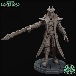 caius tiefling hexblade comet lord miniatures Tabletop Characters & Creatures Fantasy Universe dragons dungeons character blade fiend warlock dnd magus dnd5e infernal spellblade spellsword pact 3d print model - Mito3D