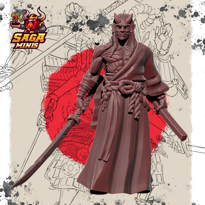 hiruma daywalker saga miniature tavolo personaggi creature fantasia universo non morti minis samurai oni nodachi 3D print model - Mito3D