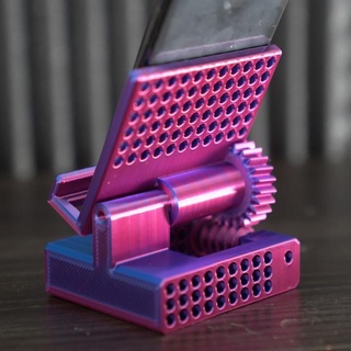 worm gear phone stand 3d printer academy Gadgets & Electronics Phones Tablets Phone stands desk gears phonestand printinplace nosupports printnplace 3d print model - Mito3D