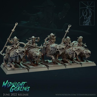 midnight goblins goblin rat riders titan forge miniatures fantasy fast light warhammer wolf cavalry wargame skirmish skirmishers 3d print model - Mito3D