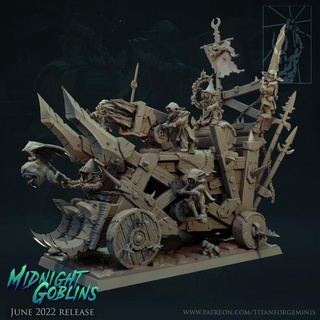 midnight goblins war wagon titan forge miniatures battle fantasy orc rpg warhammer age wargame warmachine chariot 9th skirmish sigmar artilery 3d print model - Mito3D