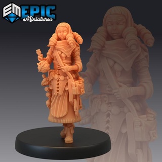 female alchemist alchemy master mystical villager human character epic-miniatures fantasy medieval monster rpg warhammer sla enemy tabletop dungeon dnd pathfinder npc pre-supported supported pre 3d print model - Mito3D