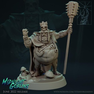 midnight goblins gobo king titan forge miniatures battle fantasy hero leader warhammer rings lord champion warboss warbos 3d print model - Mito3D