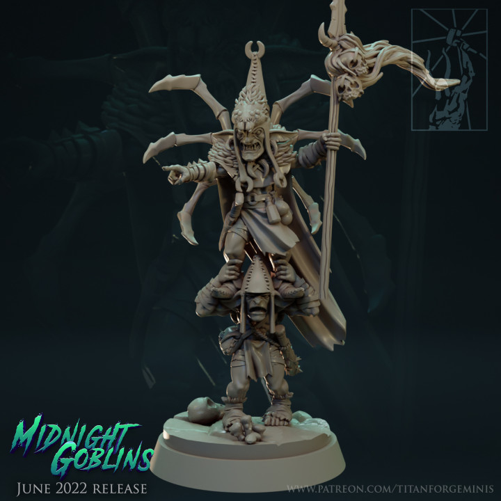 midnight goblins priest norlax titan forge miniatures battle fantasy warhammer character wizard magic warlock spell prey shaman gork mork 3D print model - Mito3D