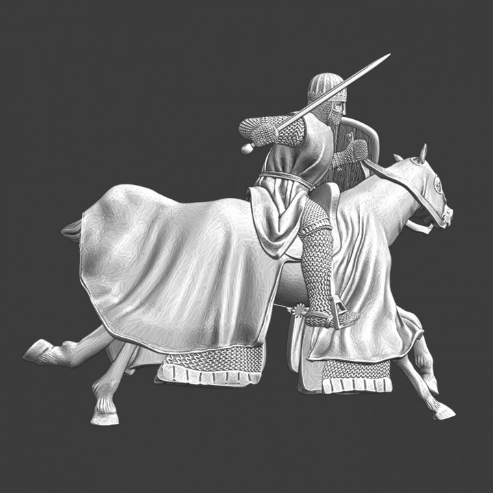 medieval baron charging - mounted knight northern crusades miniatures Tabletop Characters & Creatures Historical Universe ancient fantasy model scotland wargaming warrior miniature lord warfare order cavalry templar 28mm crusader teutonic 3D print model - Mito3D