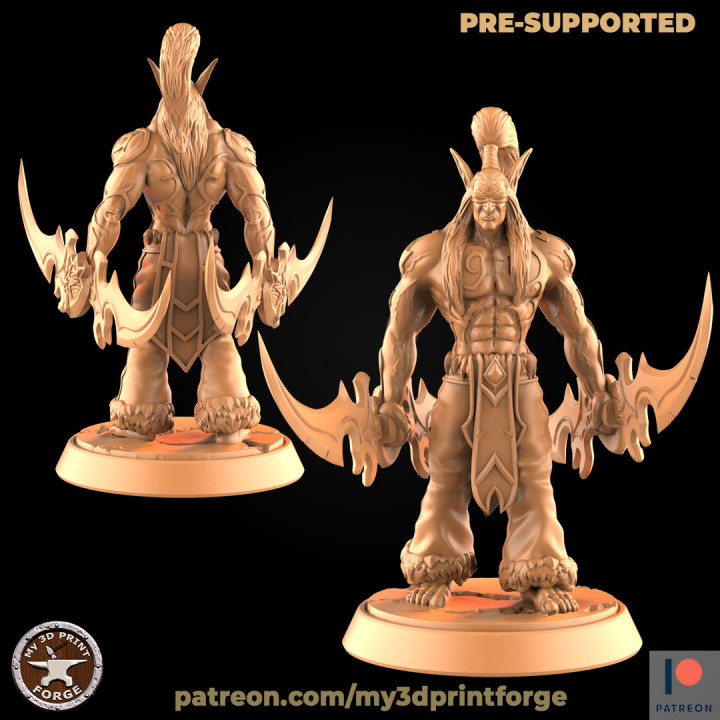 elfo demone cacciatore my3dprintforge tavolo personaggi creature fantasia universo modello miniatura resina warcraft Wow elfi illidan prigione tempesta dnd pre supported supportato traditore 3D print model - Mito3D