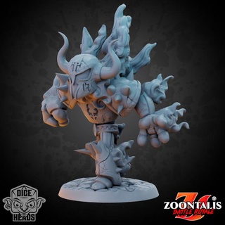 iron fire golem pre-supported 50mm base dice heads Tabletop Characters & Creatures Fantasy Universe d&d dnd presupported 3d print model - Mito3D