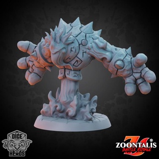 fire golem pre supported 50mm base dice heads Tabletop Characters & Creatures Fantasy Universe presupported 3d print model - Mito3D