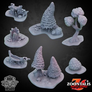 forest scatter terrain pre supported included dice heads Tabletop 3D Printable Terrain Fantasy d&d dnd presupported pre-supported 3d print model - Mito3D
