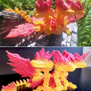 tri-forest dragon cinderwing3d Toys & Games print animal creature cute fantasy funny mythical pet flexible articulated crystal articulating printinplace flexi supports dessert print-in-place place fidget dnd nosupports wiggle crystals jiggle crystaldragon cinderwing grenurtle grenadeturtle threeheadeddragon dungoensfun 3d print model - Mito3D