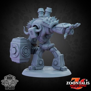 minotaur mech pre-supported included 24mm base dice heads Tabletop Characters & Creatures Sci-Fi Universe Vehicles Machines robot 3d print model - Mito3D