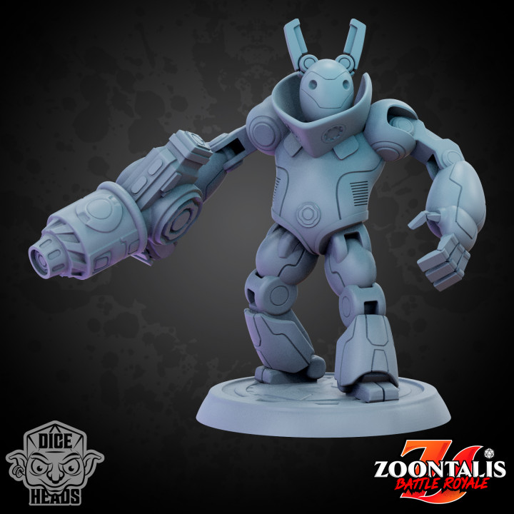 battle mech ii pre-supported included 24mm base dice heads Tabletop Characters & Creatures Sci-Fi Universe Vehicles Machines robot 3D print model - Mito3D