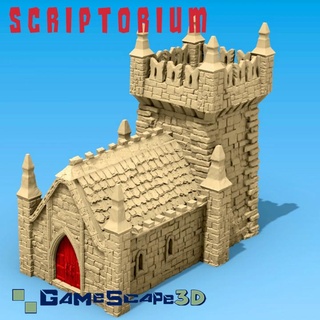 pequeno scriptorium gamescape3d tampo mesa 3D imprimível terreno fantasia monge têmpora Igreja capela Mosteiro mosteiro 3d print model - Mito3D